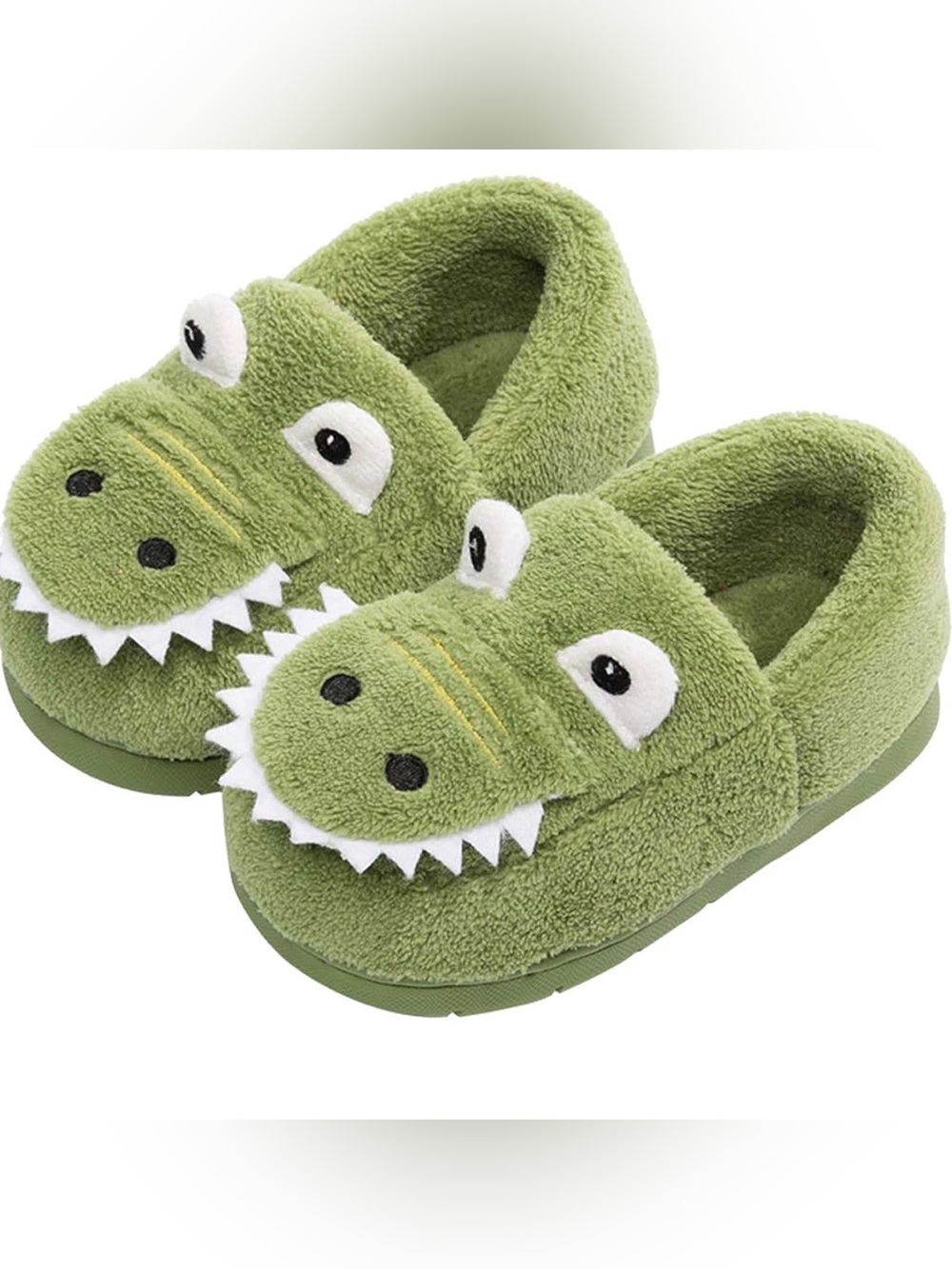Kids Plush Crocodile Slippers - Green